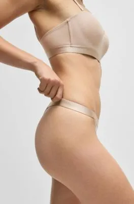Tanga de algodón con logo en la cintura