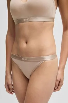 Tanga de algodón con logo en la cintura