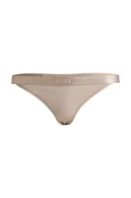 Tanga de algodón con logo en la cintura