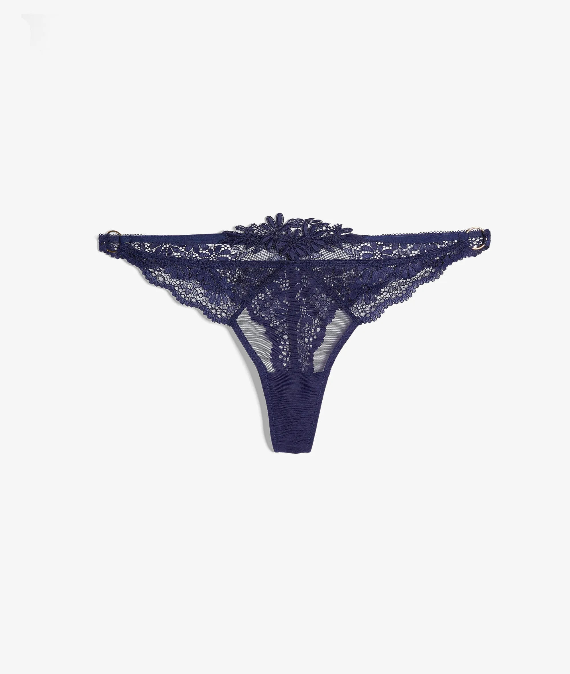 TANGA DE ENCAJE FLORAL SECRETE MARINE  ETAM