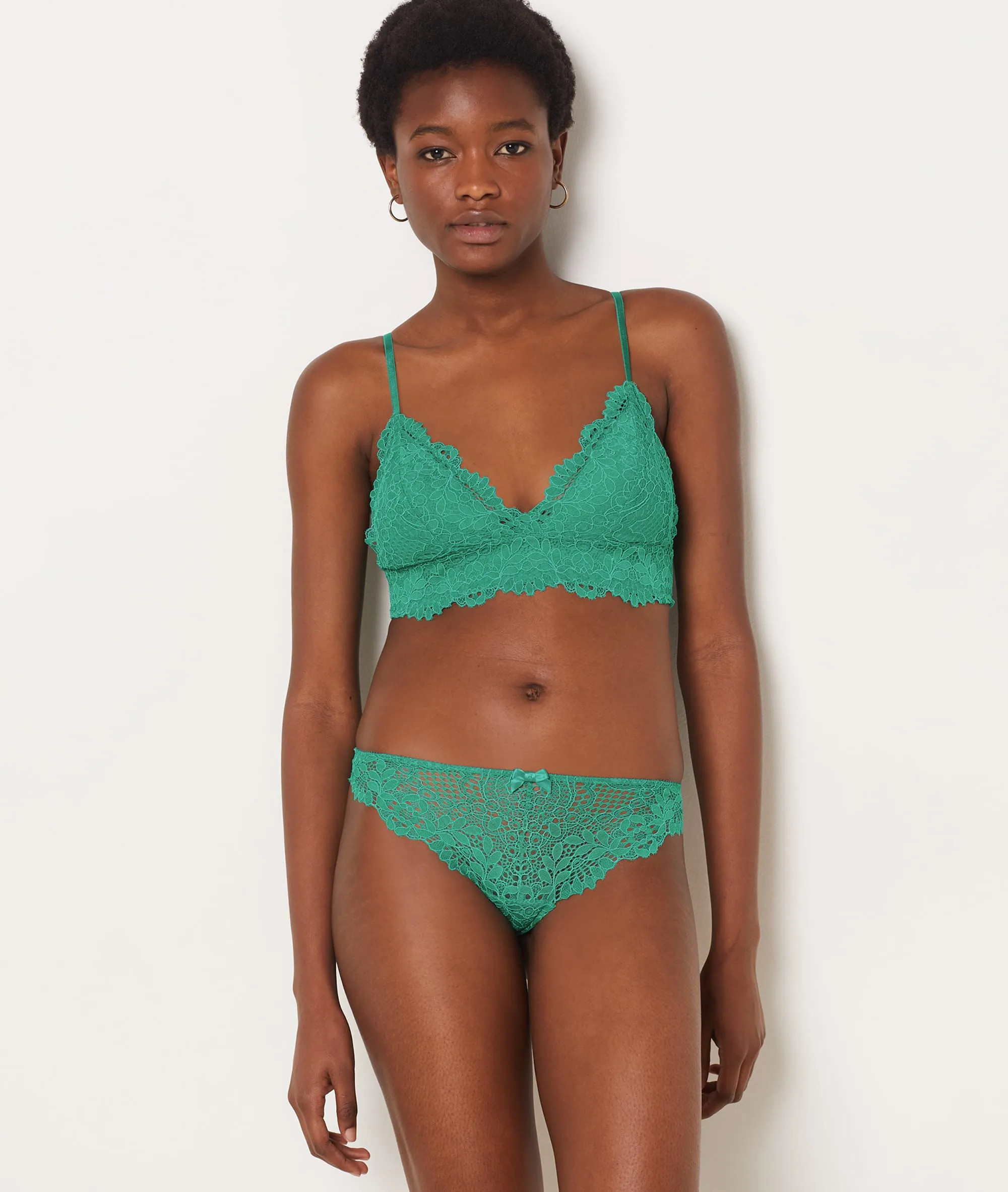 TANGA DE ENCAJE FLORAL SUCCESS VERT  ETAM