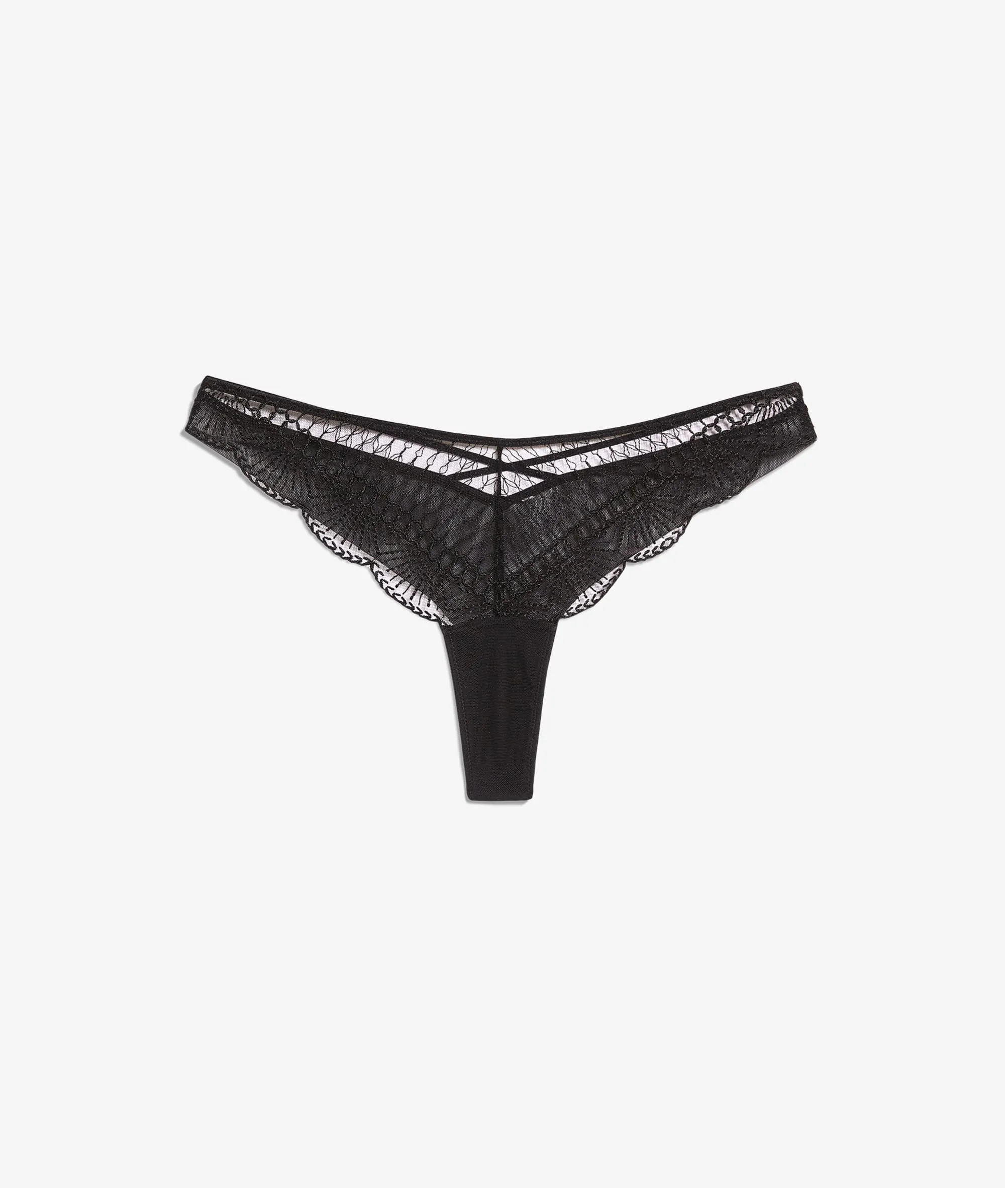TANGA DE ENCAJE GRáFICO ROSACE NOIR  ETAM