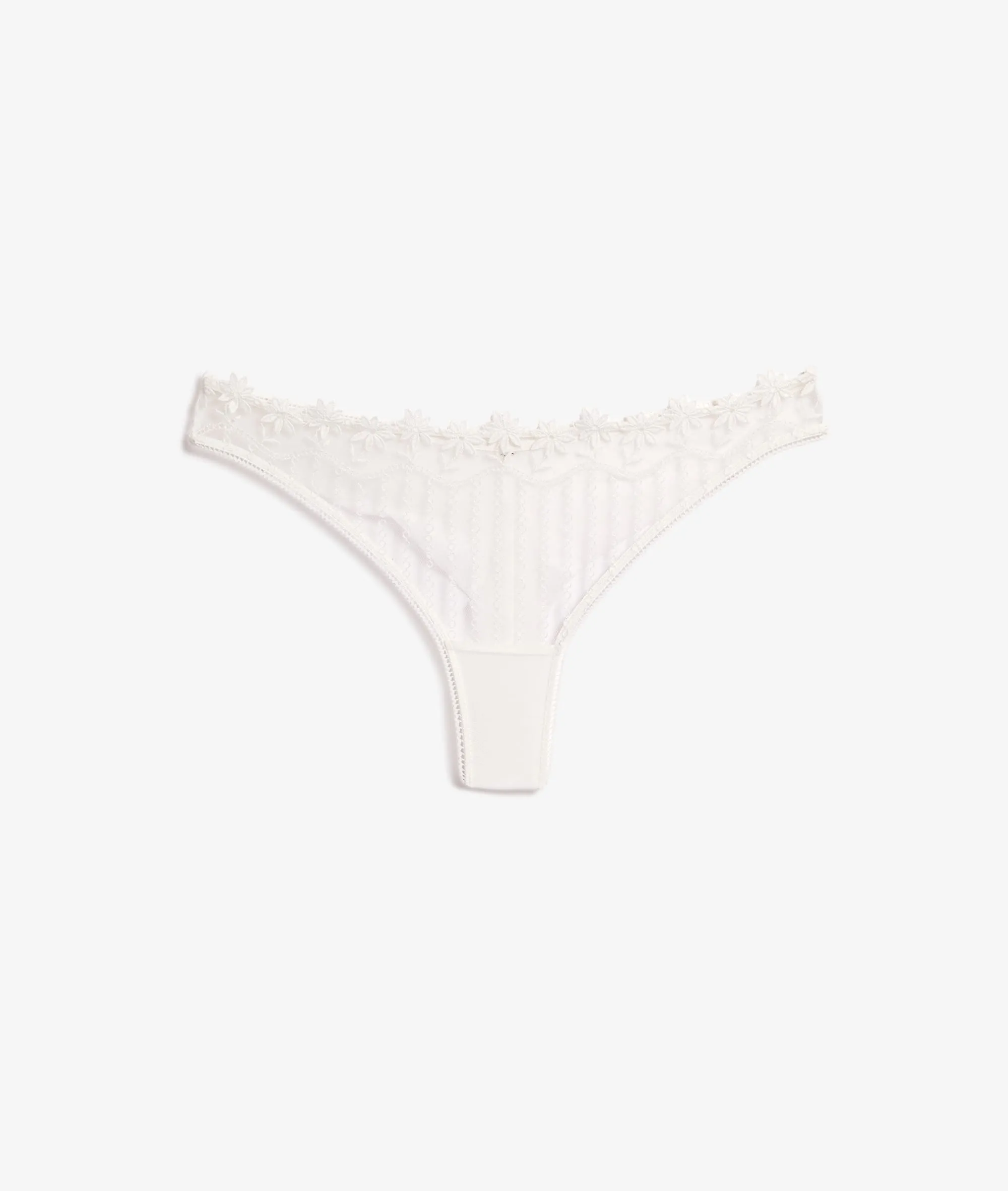 TANGA DE TUL BORDADO PAQUERETTE BLANC  ETAM