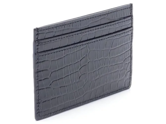 Tarjetero de cuero negro Saint Laurent Cassandra 