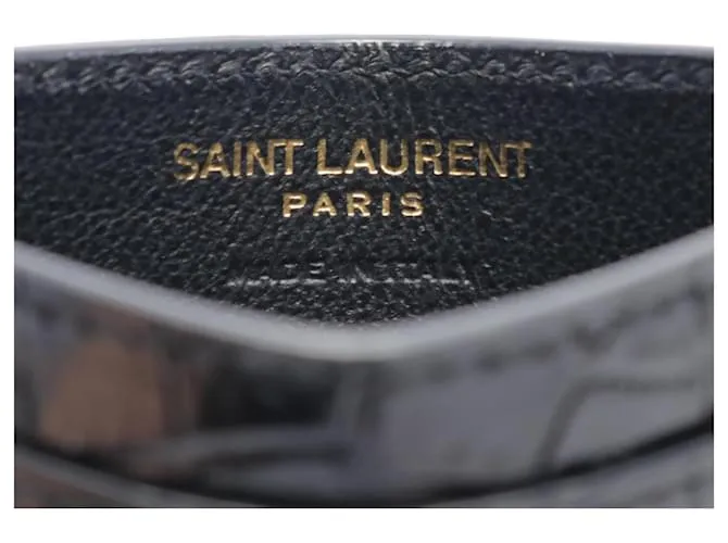Tarjetero de cuero negro Saint Laurent Cassandra 