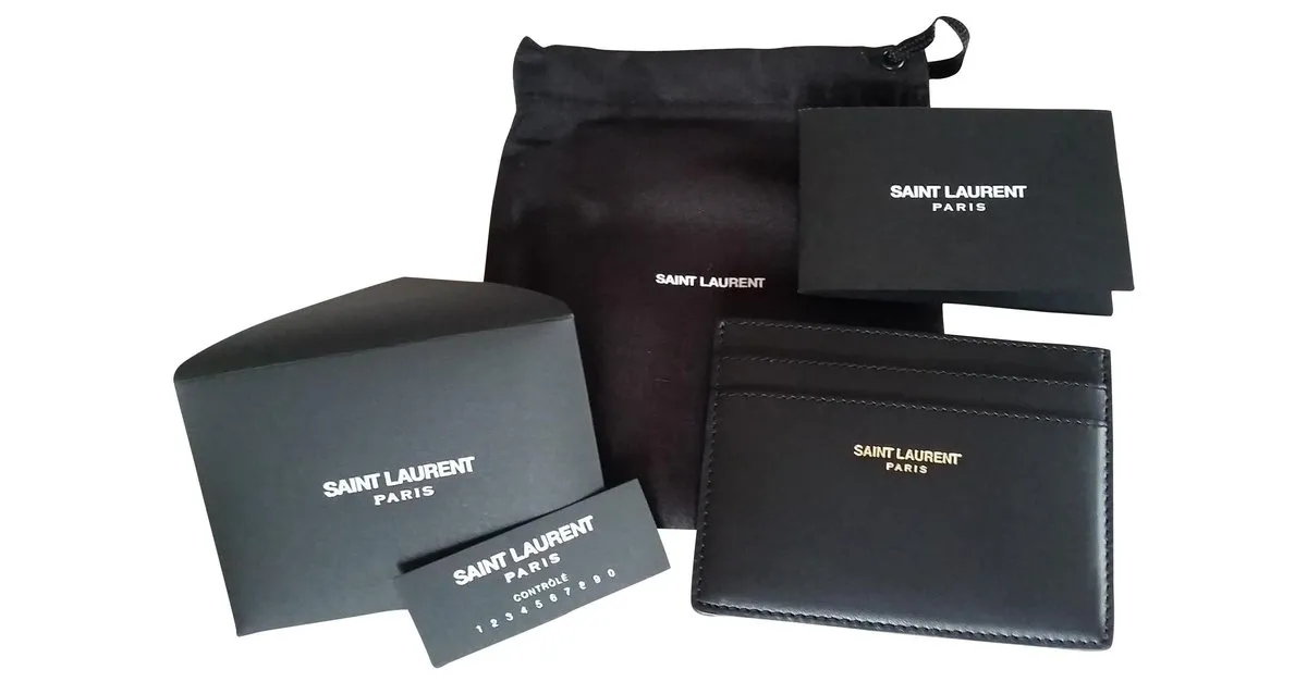 TARJETERO DE CUERO YVES SAINT LAURENT Negro 