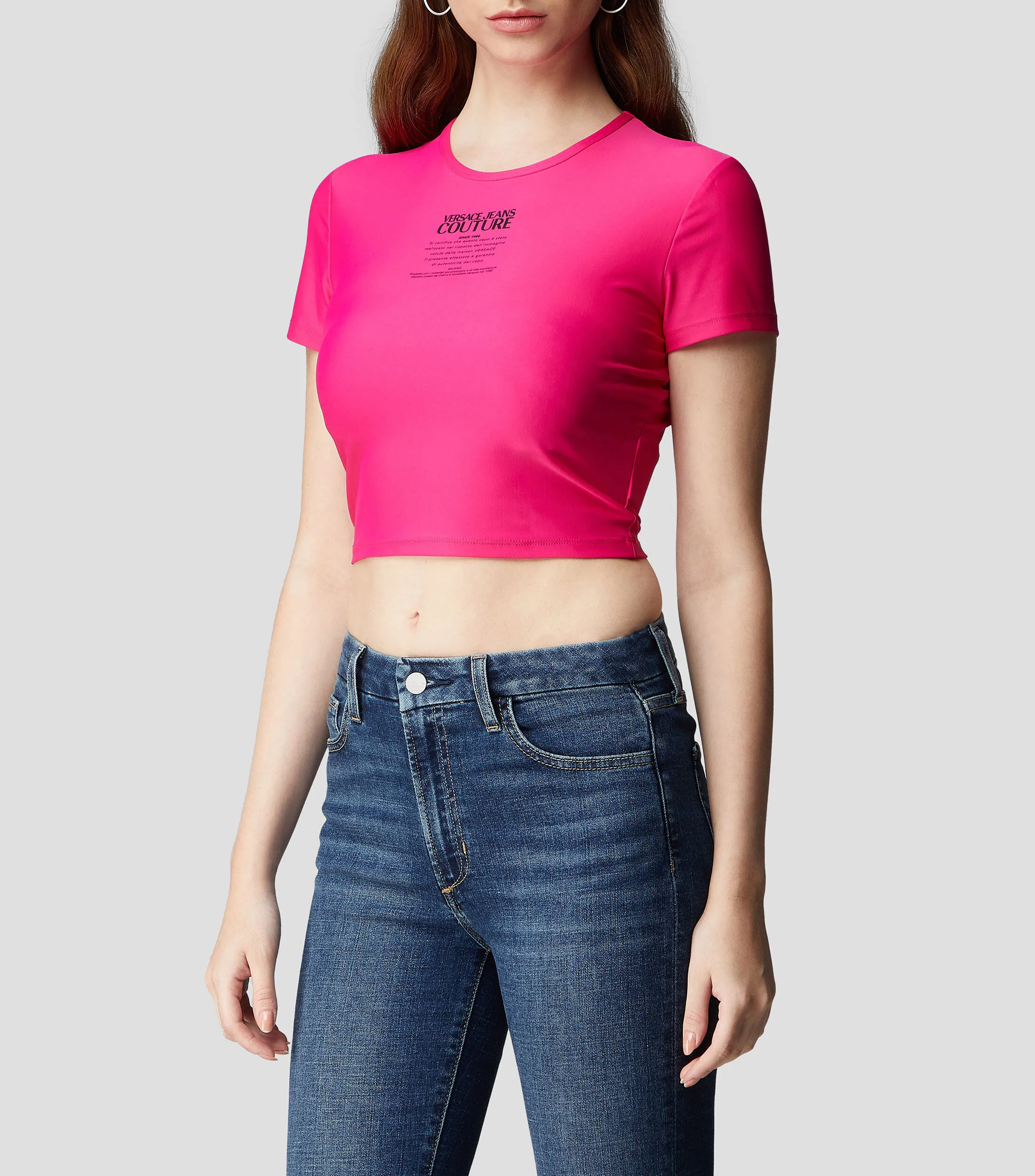 Versace Jeans Couture Playera cropped estampada de manga corta Mujer