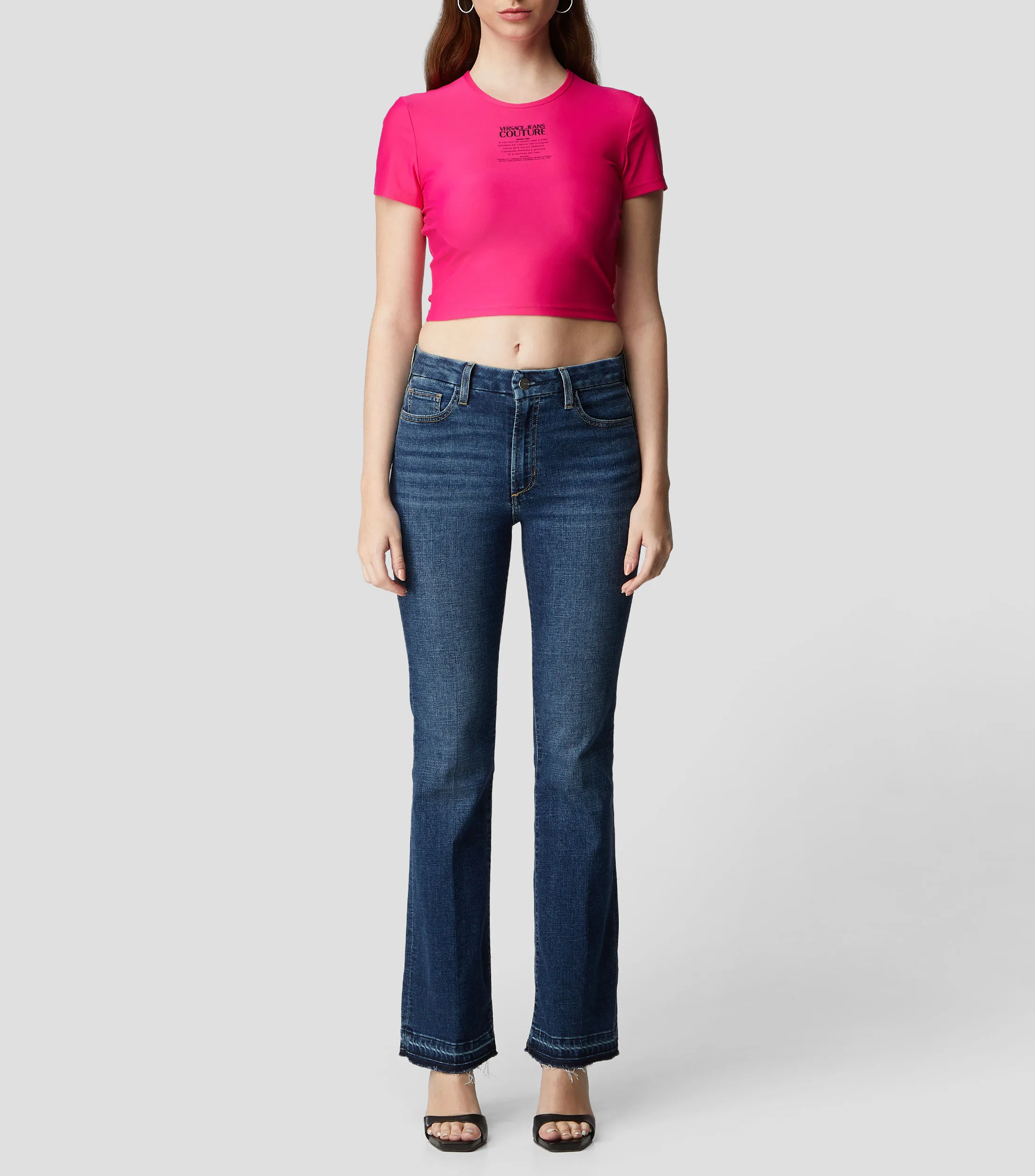 Versace Jeans Couture Playera cropped estampada de manga corta Mujer