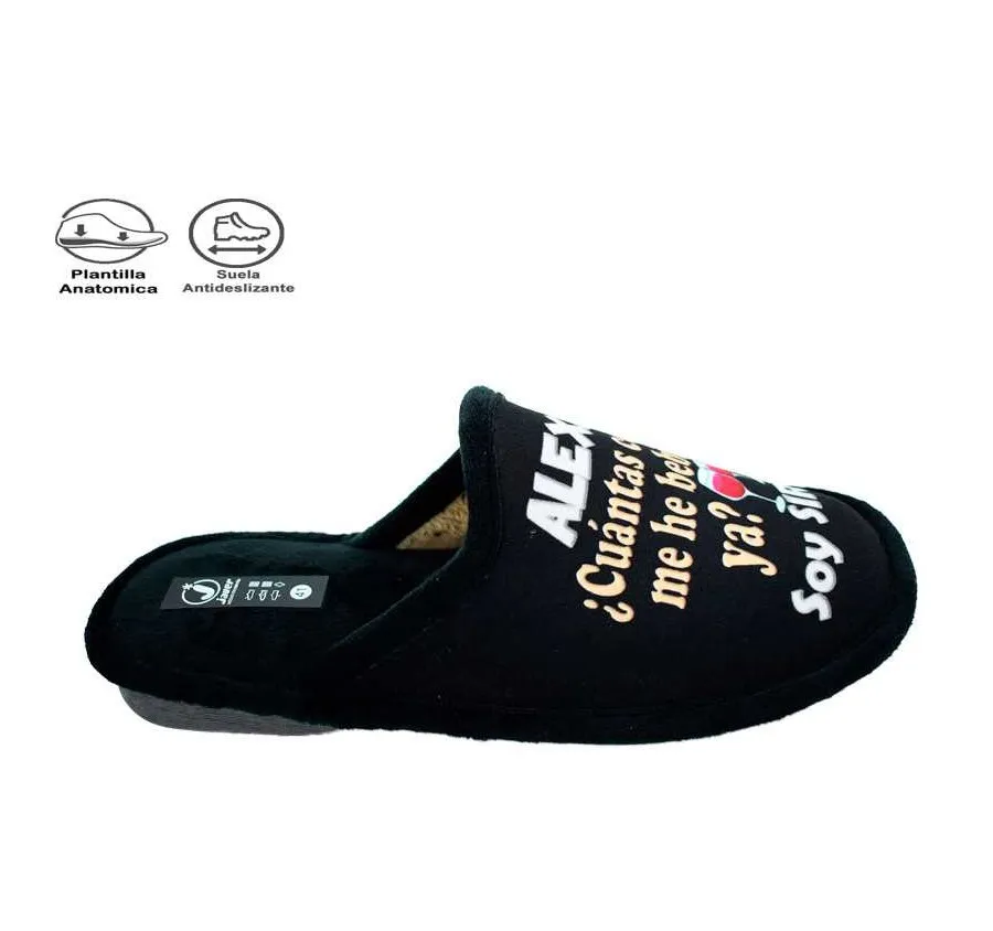 ZAPATILLA JAVER 35–195 DE CASA PARA HOMBRE ALEXA NEGRO PLANTA ACOLCHADA SUELA ANTIDESLIZANTE PISO BIORELAX 26445