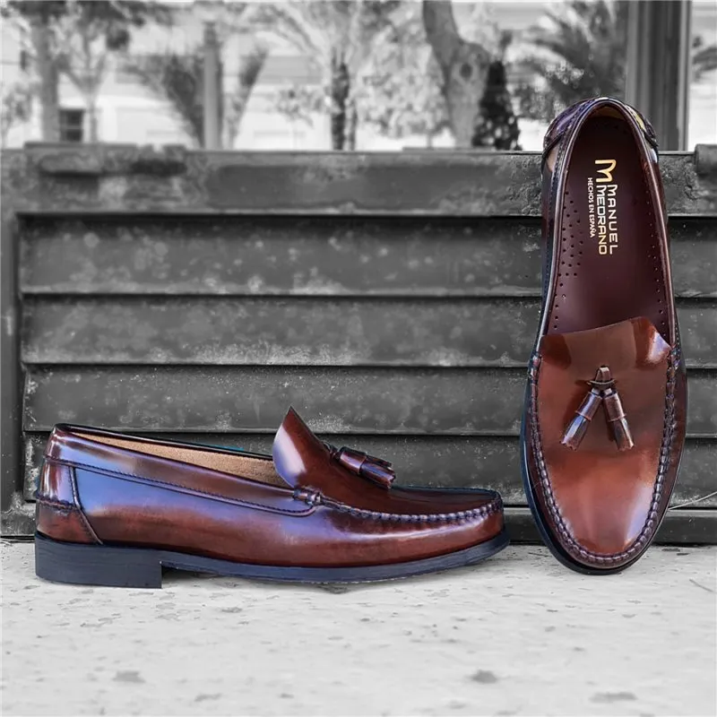 Zapatos Castellanos Hombre Piel Florentic Borlas Suela Cuero 702 Cuero, de Manuel Medrano