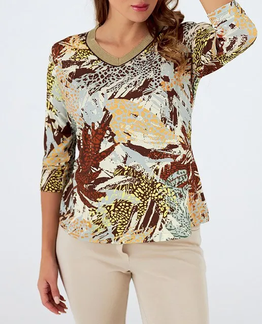Zero Camiseta de mujer cuello pico manga 3/4